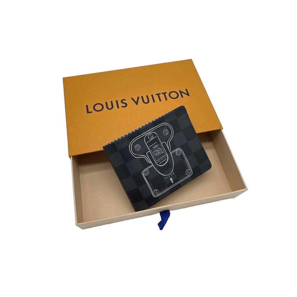 LOUIS VUITTON ~ Damier Grafitte Portefeuille Men's Bi-fold Wallet Black  N63183 - Picture 2 of 9